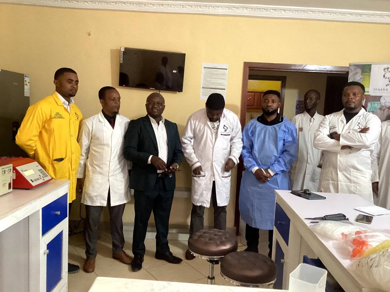 Workshop participants with lab equipment, Molecular Biology Techniques Workshop